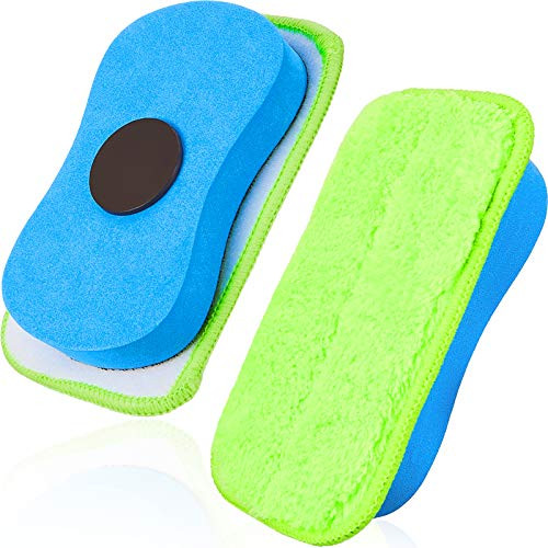 Microfiber Dustless Chalk Eraser Magnetic Chalkboard Eraser Multipurpose Cleaning Duster Washable Reusable Eraser for Markers- Chalk- Home- Classroom and Office -2 Pieces-