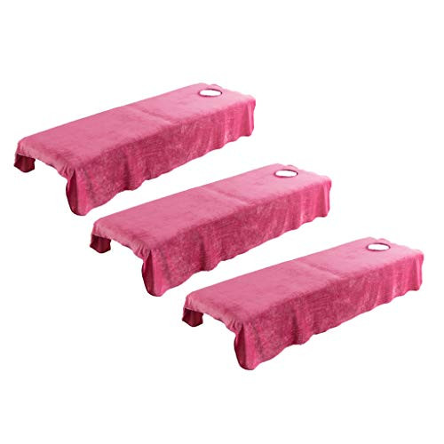 yotijar 3X Spa Massage Bed Sheet Cover with Face Breath Hole- Crystal Velvet Massage Table Sheet - Premium Facial Bed Cover - Flat and Fitted Sheets