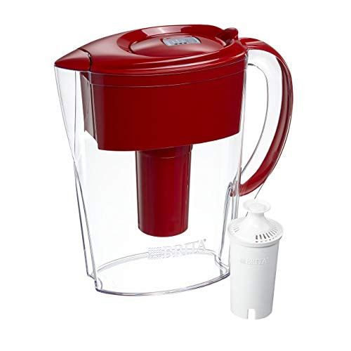 Brita Small 6 Cup Water Filter Pitcher with 1 Standard Filter, BPA Free  Space Saver, Red
