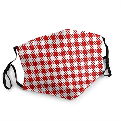 Christmas Halloween Red Check Plaid Fabric Texture Breathable Face Mask Reusable Mouth Cover Anti Dust Face Cover Balaclava for Women and Men