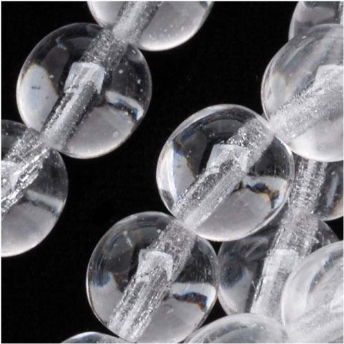 Jablonex Czech Glass Druk Round Beads 8mm Crystal Clear -25-