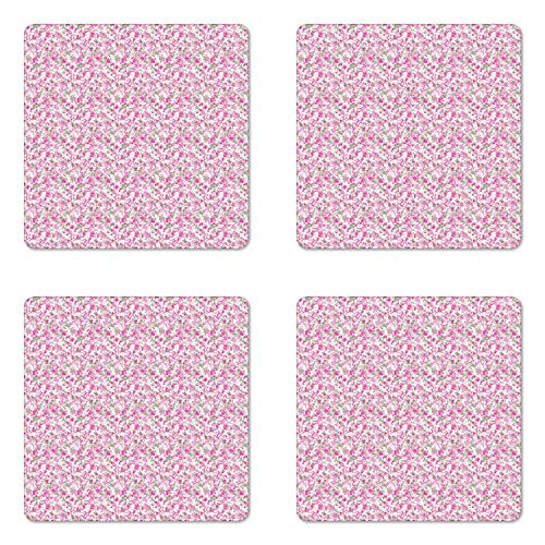 Ambesonne Abstract Coaster Set of 4- Continuous 80's Style Funky Jumble Paint Brush Strokes Continuous Pattern- Square Hardboard Gloss Coasters- Standard Size- Pink Green White Ambesonne Abstract Coaster Set of 4- Continuous 80's Style Funky Jumble Paint Brush Strokes Continuous Pattern- Square Hardboard Gloss Coasters- Standard Size- Pink Green White