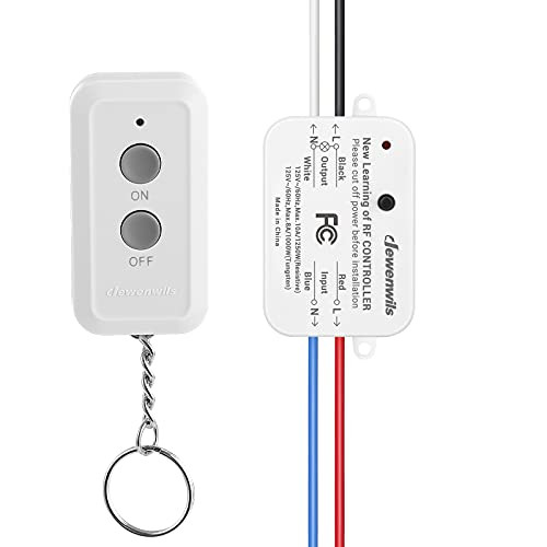 DEWENWILS Wireless Light Switch and Receiver Kit- No in-Wall Wiring Required- Remote Control Switch Lighting Fixture for Ceiling Lights- Fans- Lamps-100 Ft RF Range- Programmable