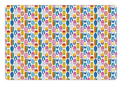Ambesonne Surfing Pet Mat for Food and Water- Repeating Summer Beach and Ocean Fun Item Colorful Various Surfboards Pattern- Non-Slip Rubber Mat for Dogs and Cats- 18" X 12"- Multicolor Ambesonne Surfing Pet Mat for Food and Water- Repeating Summer Beach and Ocean Fun Item Colorful Various Surfboards Pattern- Non-Slip Rubber Mat for Dogs and Cats- 18" X 12"- Multicolor