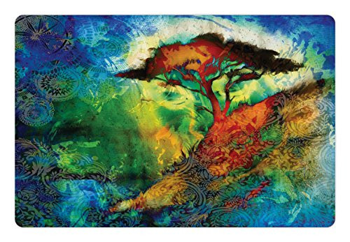Ambesonne Bohemian Pet Mat for Food and Water- Eastern Grunge Murky Tree on Hill with Circular Mandala Blur Paint- Rectangle Non-Slip Rubber Mat for Dogs and Cats- Multicolor Ambesonne Bohemian Pet Mat for Food and Water- Eastern Grunge Murky Tree on Hill with Circular Mandala Blur Paint- Rectangle Non-Slip Rubber Mat for Dogs and Cats- Multicolor