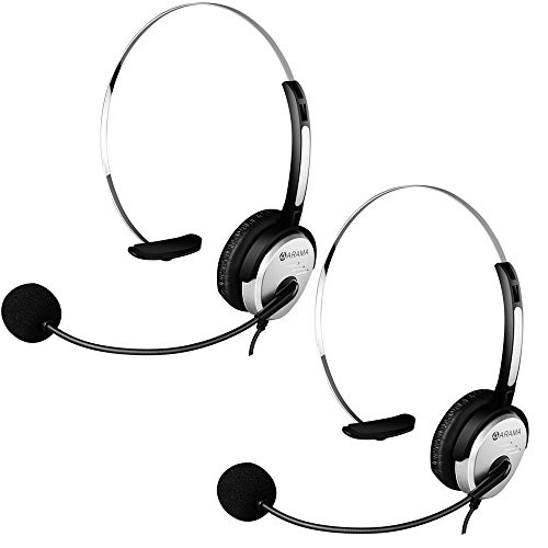 Arama PTT MIC Headphone Headset w/Adjustable Band for Midland GMRS FRS Radios (2 Pack)