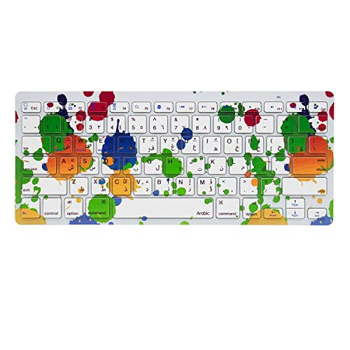 Arabic Wireless Bluetooth Keyboard Ultra-Slim Wireless Bluetooth Keyboard with Number for iPad- iPad Pro-iPhone-iOS-Mac OS-Android Tablets-Windows-Paint Pattern-