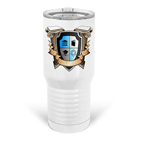 HARD EDGE DESIGN Shield of Learning Metal Tumbler- White- 20oz