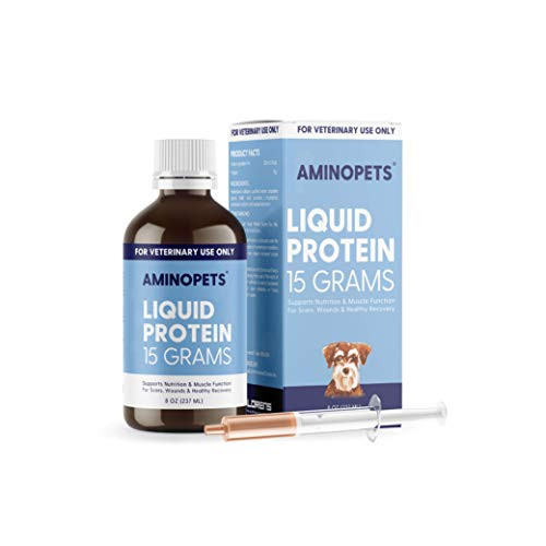 Aminopets Liquid Protein for Dogs- Cats  and  Horses 8oz Surgery Recovery Protein Repairs  and  Builds Muscles Supports Joints  and  Tissue. Boosts Growth. Vet Approved. Easy to Administer Syringe. Made in USA