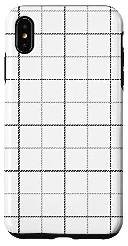 iPhone XS Max Tattersall Windowpane Check Plaid -black/gray/white- Case