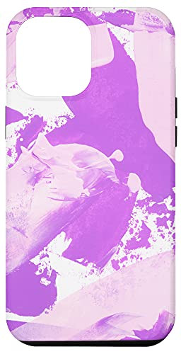 iPhone 12 Pro Max Fun Pink and Purple Abstract Paint Splatter Brush Strokes Case