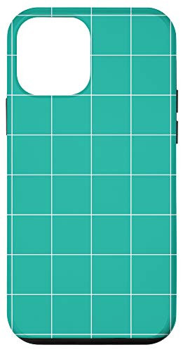 iPhone 12 mini Windowpane Check Grid -white/aqua blue- Case