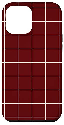 iPhone 12 Pro Max Windowpane Check Grid -white/maroon- Case