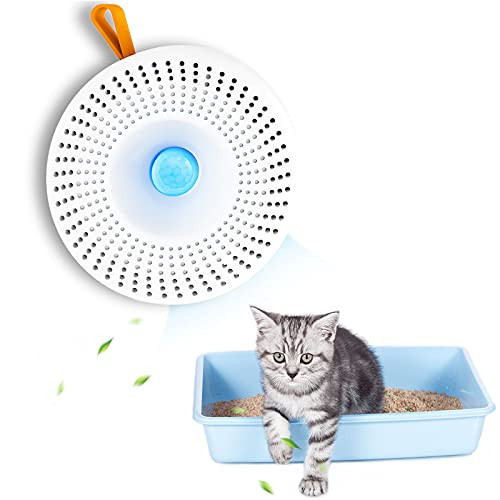 GASUR Cat Litter Deodorizer 90 percent- Smart Pet Odor Eliminator Cat Litter Box Deodorizer- 8-Day Battery Life Genie for All Kinds of Cat Litter Box Bathroom Toilet Kitchen Wardrobe and Small Area