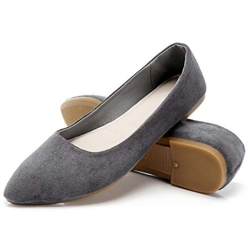 hash bubbie Womens Black Flats Shoes Comfortable Slip on Shoes Casual Dress Shoes Ballet Flats?Grey.US6?