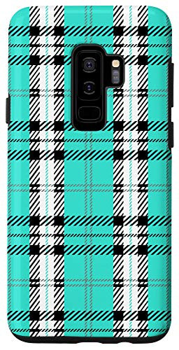 Galaxy S9 Plus  Turquoise Gray Buffalo Plaid Check Fall Pattern Stylish Cute Case