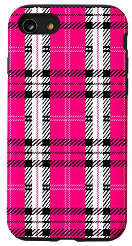 iPhone SE -2020- / 7 / 8 Bright Pink Buffalo Plaid Check Fall Pattern Graphic Cute Case