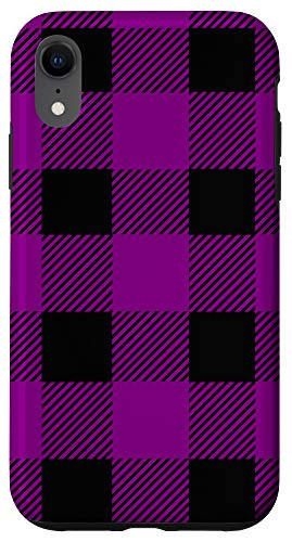 iPhone XR Purple Buffalo Plaid Check Fall Checkered Pattern Cute Print Case