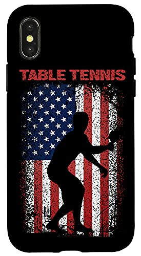 iPhone X/XS Table Tennis Sports- Retro American Flag USA- Ping Pong Case