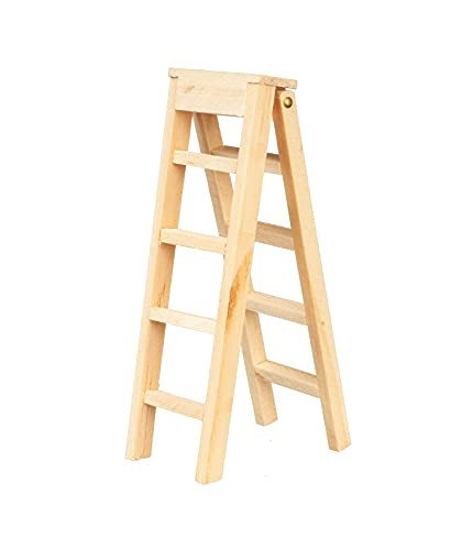 Melody Jane Dollhouse Large Set of Step Ladders Miniature Wooden Garden Accessory 1:12