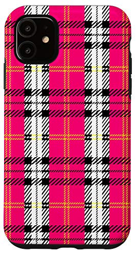 iPhone 11 Pink Yellow Buffalo Plaid Check Fall Pattern Graphic Cute Case