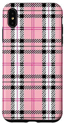 iPhone XS Max Pink Buffalo Plaid Check Fall Pattern Stylish Cute Lines Case