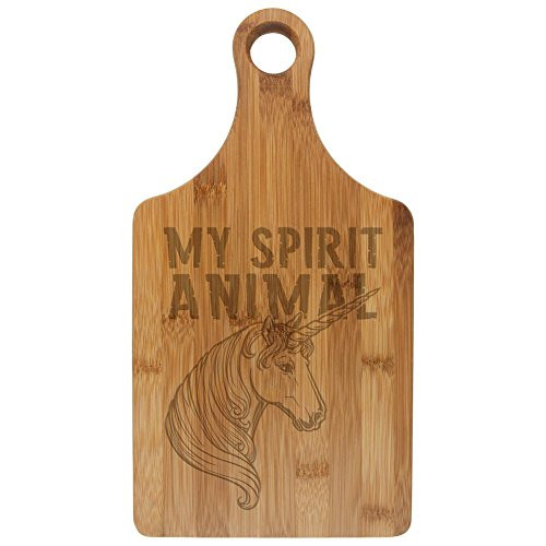 Unicorn Is My Spirit Animal Funny Etched Bamboo Cutting Board Rawhide Standard One Size