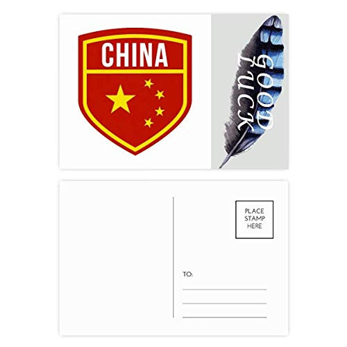 Made in China Shield National Flag Lucky Feather Postcard Set Thanks Card Mailing Side 20pcs