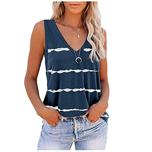 Women's V Neck Striped Tie Dye Tank Tops Print Pattern Blouses Novelty Loose Casual Sleeveless T Shirts Cami Vest Blouse Women's V Neck Striped Tie Dye Tank Tops Print Pattern Blouses Novelty Loose Casual Sleeveless T Shirts Cami Vest Blouse
