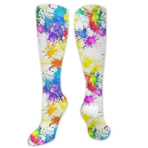 yezilo Rainbow Paint Splash Tie Dye Athletic Hiking Crew Socks Womens Mens Socks Soft Thick Cozy Warm Casual Compression Socks