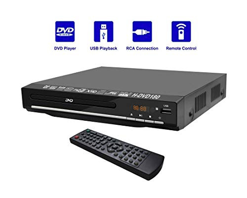 Compact DVD Player  Digital DVD Player for TV with Remote Control and Built-in PAL/ NTSC System, USB Input DVD Players Personal DVD Player (Black)