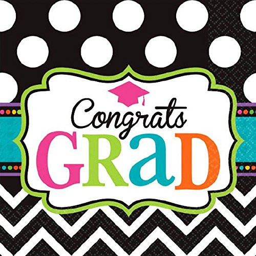 amscan Dream Big Beverage Napkins Graduation Party Disposable Tableware- Paper- 5" x 5"- Pack of 125.