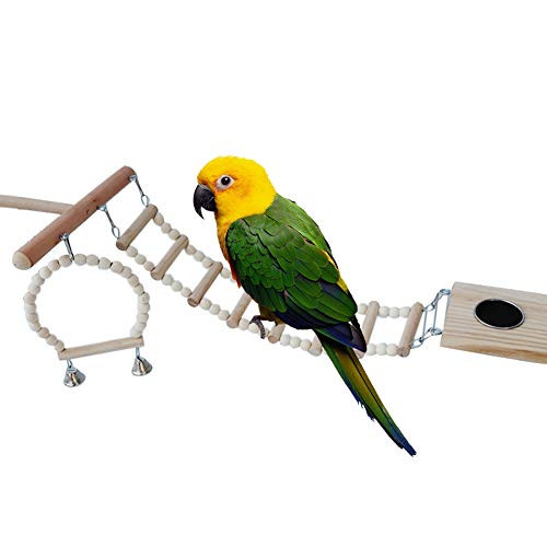 ONWRACE Birds Training Toy- Parrot Toys- Swing Chewing Toys for Birds- 4Pcs Pet Bird Parrot Hamster Wood Bell Swing Perch Board Ladder Hanging Chew Toy Wood Color 4pcs ONWRACE Birds Training Toy- Parrot Toys- Swing Chewing Toys for Birds- 4Pcs Pet Bird Parrot Hamster Wood Bell Swing Perch Board Ladder Hanging Chew Toy Wood Color 4pcs