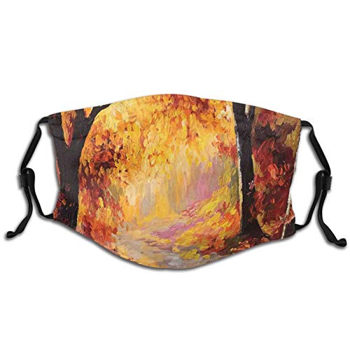 Comfortable Windproof mask-Paint Of A Forest With Autumn Color Leaves Fall Time Sadness Season Theme Art-Printed Facial decorations for Kids and Teens