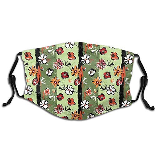 Comfortable Windproof mask-Abstract Composition With Paint Strokes Splashes And Flowers Artistic Creativity-Printed Facial decorations for Kids and Teens