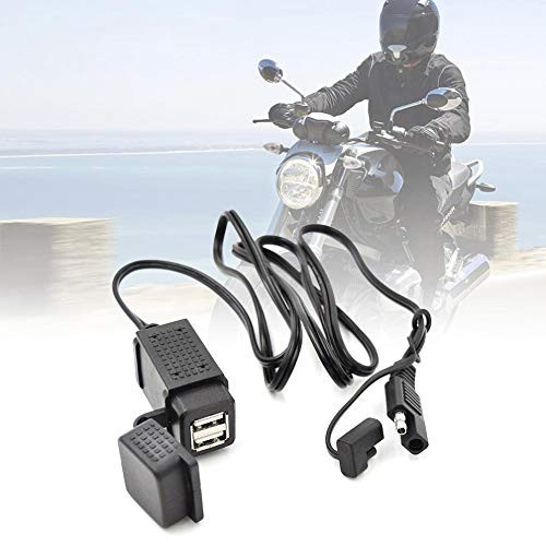 Davitu Cables- Adapters  and  Sockets - Durable 12V-24V 3.1A SAE Dual USB Cable Adapter Dual Port Power Socket Smart Phone Tablet GPS Charger for Motorcycle - -Color Name: Black-