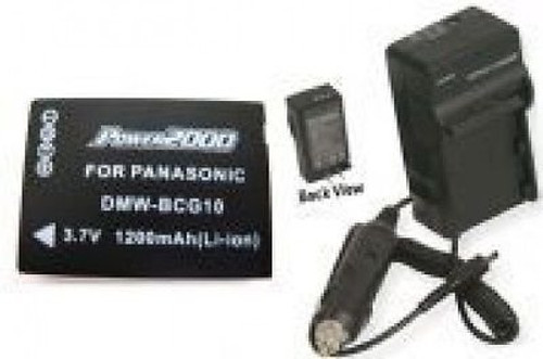 Battery + Charger for Panasonic DMW-BCG10, Panasonic DMW-BCG10PP for Panasonic DMC-TZ6, Panasonic DMC-TZ6S, Panasonic DMC-TZ6K