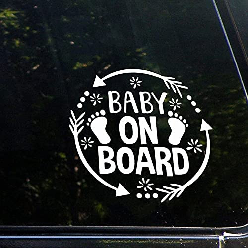 Baby On Board Wreath Vinyl Sticker Decal Funny Words Baby On Board Chic Special Safety Caution Sticker Decal Sign for Car Truck Motorcycle Rv Window Bumper Decor Waterproof Decal
