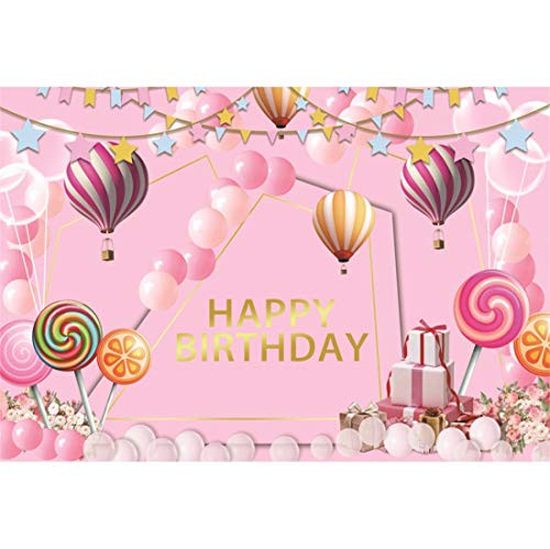 Yeele Birthday 7x5ft Photography Background Birthday Party Lollipop Gift Box Balloon Pennant Flower Cluster Pink Style Photo Backdrop Baby Child Portrait Shooting Studio Props Wallpaper Yeele Birthday 7x5ft Photography Background Birthday Party Lollipop Gift Box Balloon Pennant Flower Cluster Pink Style Photo Backdrop Baby Child Portrait Shooting Studio Props Wallpaper