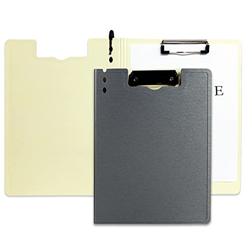 Binditek 1 Piece Clipboard Folder- File Cover Folder Clipboard with Single Metal Clip-Silver Clipboard for Letter Size or A4 Size-Striped