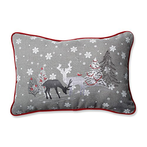 Pillow Perfect Christmas Rectangular Throw Pillow, Grey-White