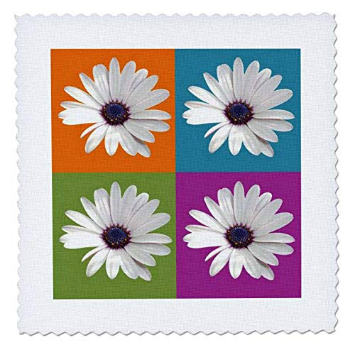 3dRose A check pattern of a daisy flower against a multicolored. - Quilt Squares -qs-333481-3-