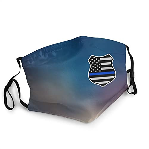 Thin Blue Line American Flag Shield Men and Women Wind Mask Reusable Dust Dust Masks