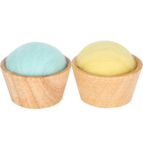 Hineges Cute Pincushion Pincushion Wool Felt Poke Needle Box Vertical Sewing Embroidery Tool with Wooden Bowl