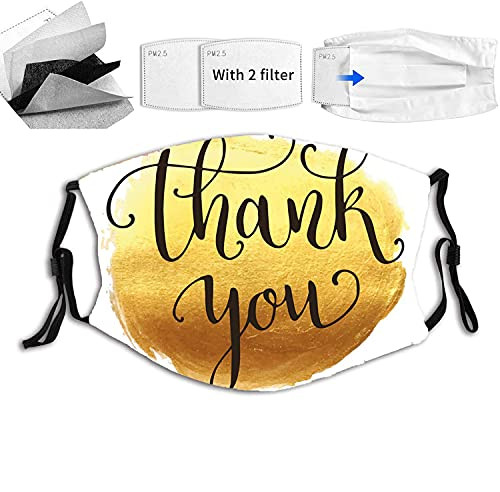 Made in USA Fashion Face mask-Golden Yellow Tone Round Paint Backdrop with Cursive Wording-Reusable Face Mask Balaclava Washable Outdoor Nose Mouth Cover for Children-S-