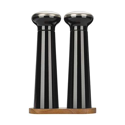 Salt and Pepper Mill Wood Set,Pepper Grinders, Salt Shakers (Black)