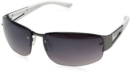 Southpole 895SP Rectangular Sleek Wrap UV Protective Metal Temple Sunglasses - Wear All-Year - A Gift of Youth- 70 mm- Gunmetal  and  White