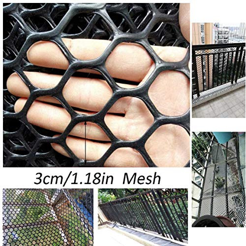 Safety Banister Stair Mesh Net Fall Protection Safety Net Durable Safety Net Indoor  and  Outdoor Protection Net - Sturdy Mesh Plastic Material - Black -Color : Black- Size : 0.5x1m-