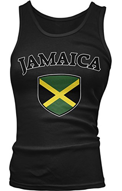 Amdesco Junior's Jamaica Flag Shield- Jamaican Pride Tank Top- Black Medium Amdesco Junior's Jamaica Flag Shield- Jamaican Pride Tank Top- Black Medium