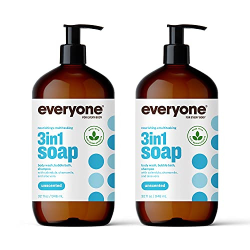 Everyone 3-in-1 Soap- Body Wash- Bubble Bath- Shampoo- 32 Ounce -Pack of 2-- Unscented- Coconut Cleanser with Organic Plant Extracts and Pure Essential Oils Everyone 3-in-1 Soap- Body Wash- Bubble Bath- Shampoo- 32 Ounce -Pack of 2-- Unscented- Coconut Cleanser with Organic Plant Extracts and Pure Essential Oils
